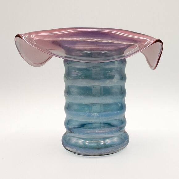 Dunbar Flint Glass Co. Aramis Whimsy Hat Vase Jack in the Pulpit Iridescent '30s - Picture 9 of 13
